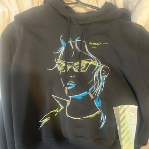 Off-White Black Hoodie with Neon Graphic
